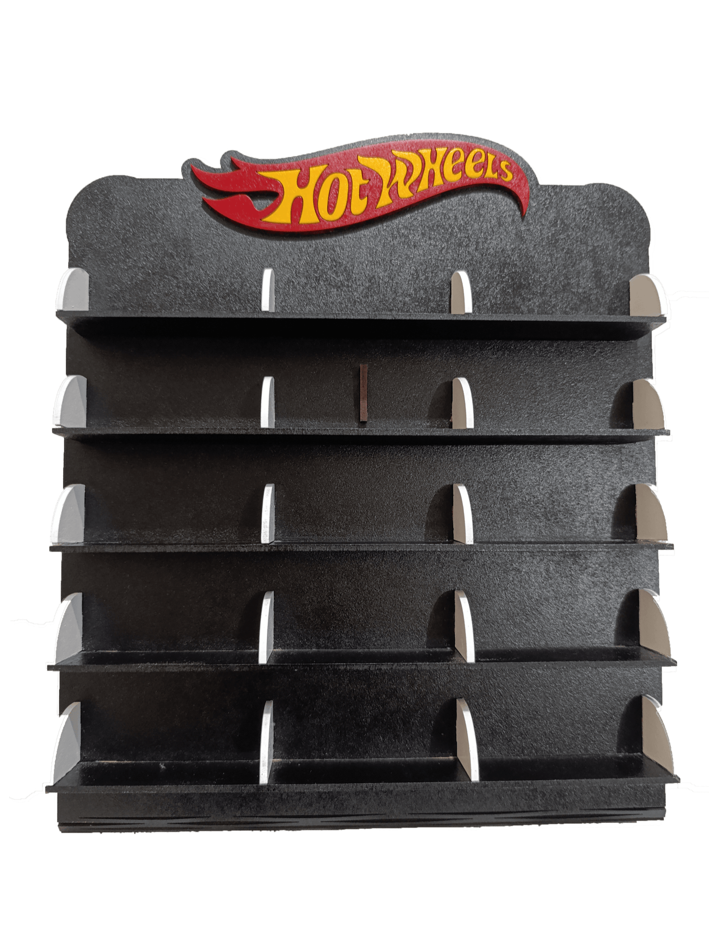 Exhibidor de Carritos Hot Wheels de MDF para 15 carritos Color negro