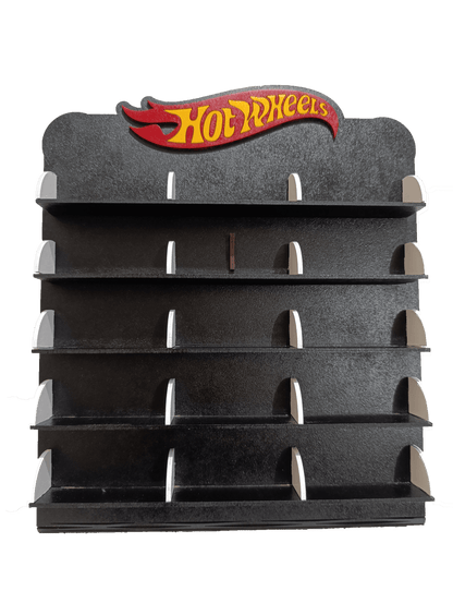 Exhibidor de Carritos Hot Wheels de MDF para 15 carritos Color negro