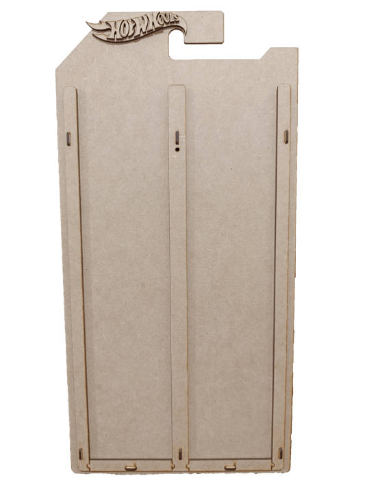 Exhibidor de Carritos Hot Wheels de MDF para 20 carritos Natural