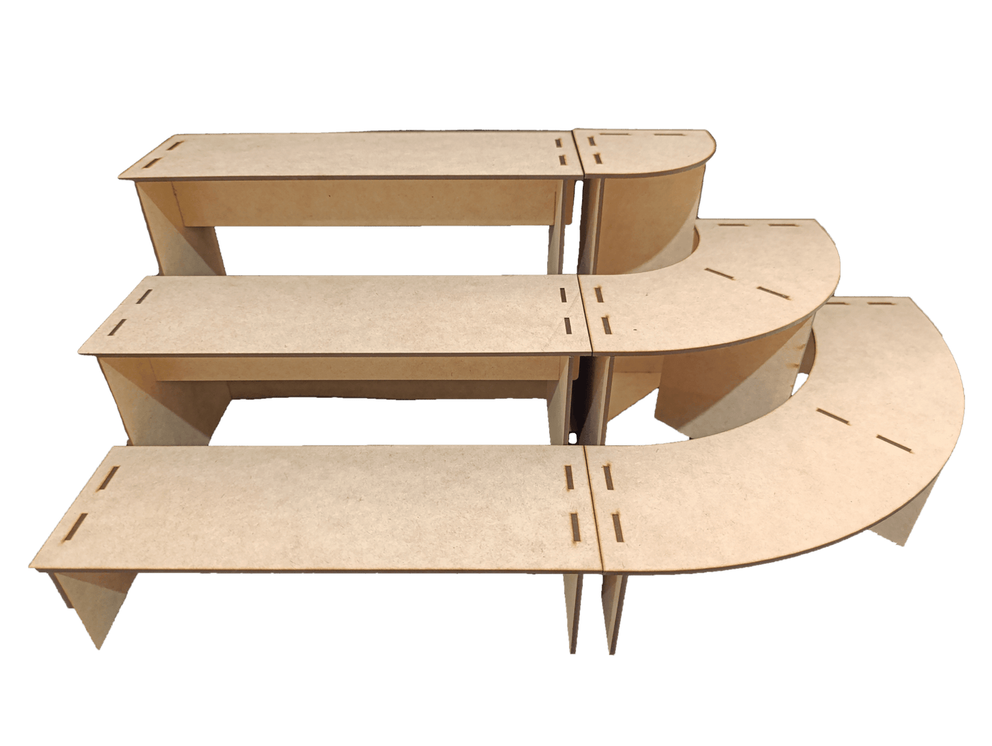 Escalera Exhibidora y Esquinero de 3 Niveles en MDF