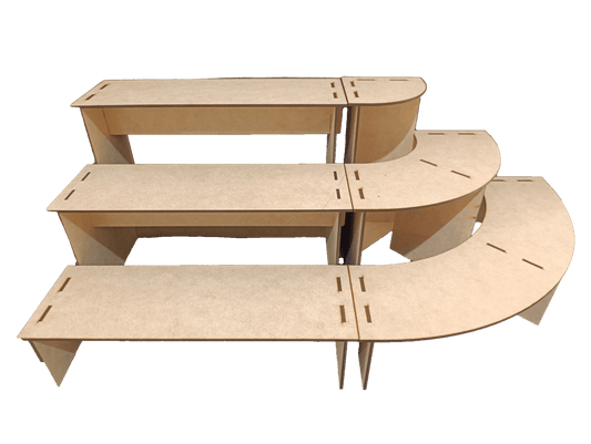 Escalera Exhibidora y Esquinero de 3 Niveles en MDF